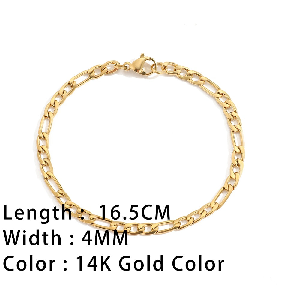 SUNIBI Classic Snake Chain Bracelets for Women Trend Gold Plated Stainless Steel Cuban Chain Bracelet Trendy Woman Gifts Jewelry