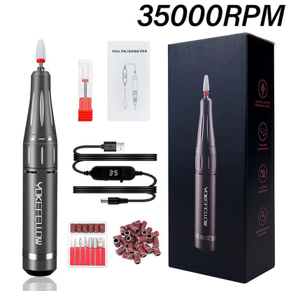 NEW 35000RPM Rechargeable Nail Drill Manicure Machine With Pause Mode Nail Salon Equipment Nail Gel Cutting Remove Nail Sander