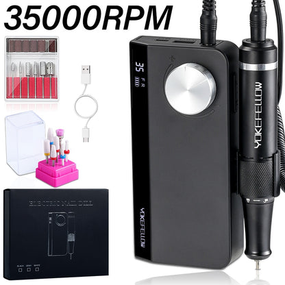 NEW 35000RPM Rechargeable Nail Drill Manicure Machine With Pause Mode Nail Salon Equipment Nail Gel Cutting Remove Nail Sander