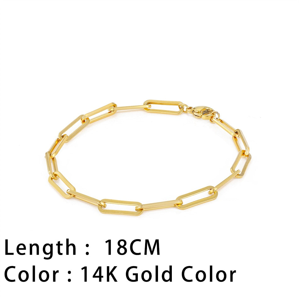 SUNIBI Classic Snake Chain Bracelets for Women Trend Gold Plated Stainless Steel Cuban Chain Bracelet Trendy Woman Gifts Jewelry