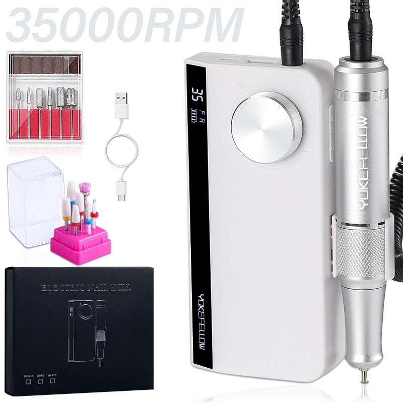 NEW 35000RPM Rechargeable Nail Drill Manicure Machine With Pause Mode Nail Salon Equipment Nail Gel Cutting Remove Nail Sander