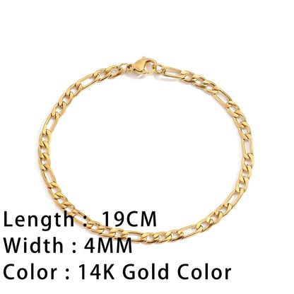 SUNIBI Classic Snake Chain Bracelets for Women Trend Gold Plated Stainless Steel Cuban Chain Bracelet Trendy Woman Gifts Jewelry