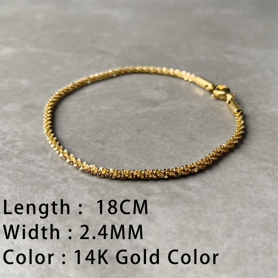 SUNIBI Classic Snake Chain Bracelets for Women Trend Gold Plated Stainless Steel Cuban Chain Bracelet Trendy Woman Gifts Jewelry