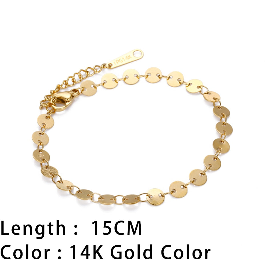 SUNIBI Classic Snake Chain Bracelets for Women Trend Gold Plated Stainless Steel Cuban Chain Bracelet Trendy Woman Gifts Jewelry