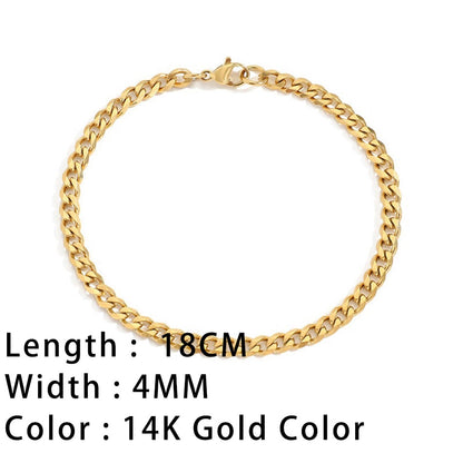 SUNIBI Classic Snake Chain Bracelets for Women Trend Gold Plated Stainless Steel Cuban Chain Bracelet Trendy Woman Gifts Jewelry