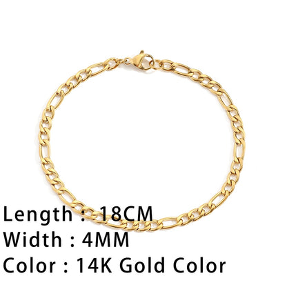 SUNIBI Classic Snake Chain Bracelets for Women Trend Gold Plated Stainless Steel Cuban Chain Bracelet Trendy Woman Gifts Jewelry