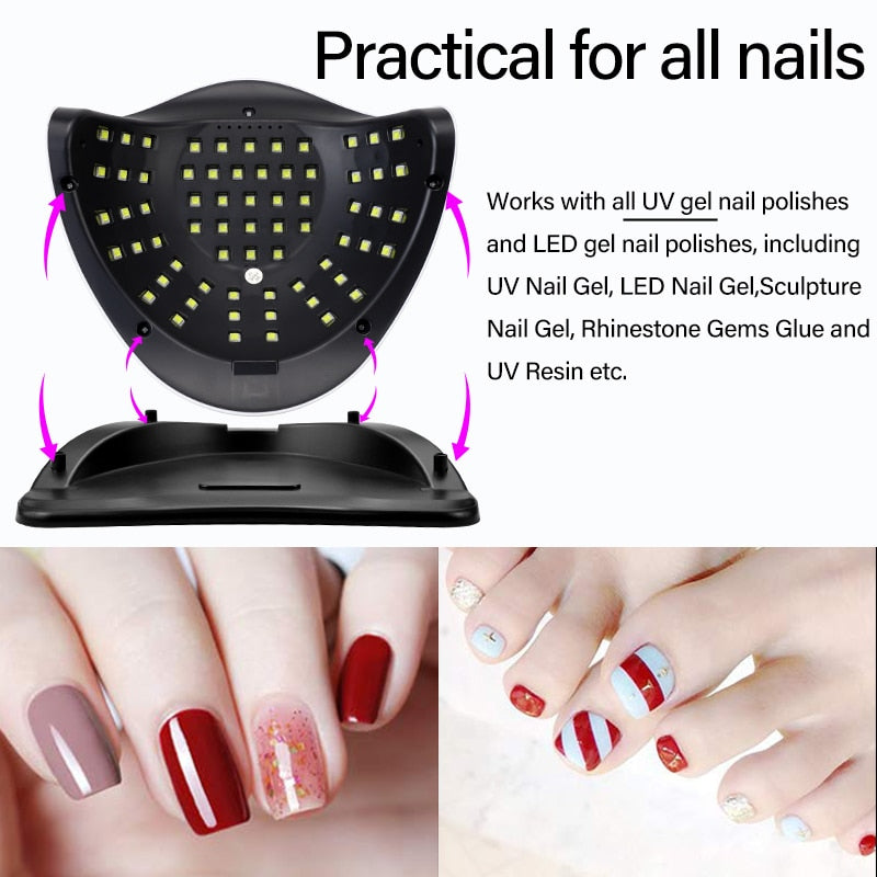 Powerful 66LEDs UV LED Lamp For Nails Gel Polish Drying Nail Lamp With Smart Sensor Manicure Machine Nail Art Salon Equipment