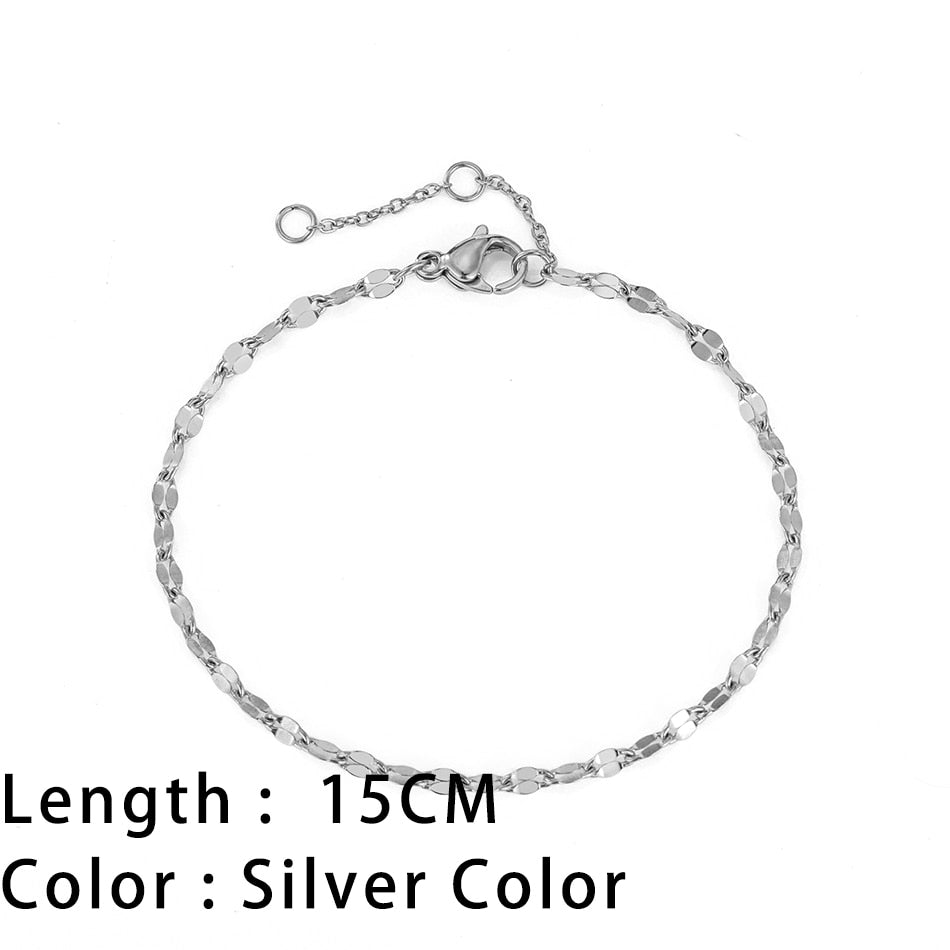 SUNIBI Classic Snake Chain Bracelets for Women Trend Gold Plated Stainless Steel Cuban Chain Bracelet Trendy Woman Gifts Jewelry