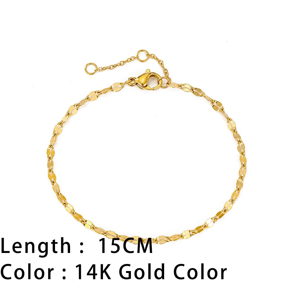 SUNIBI Classic Snake Chain Bracelets for Women Trend Gold Plated Stainless Steel Cuban Chain Bracelet Trendy Woman Gifts Jewelry