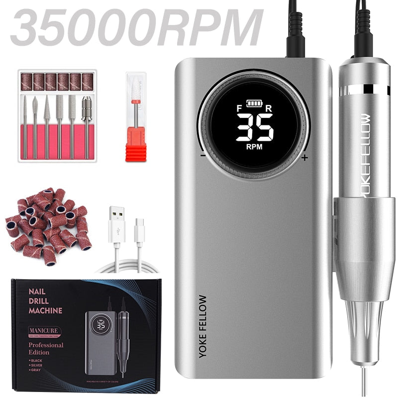 NEW 35000RPM Rechargeable Nail Drill Manicure Machine With Pause Mode Nail Salon Equipment Nail Gel Cutting Remove Nail Sander