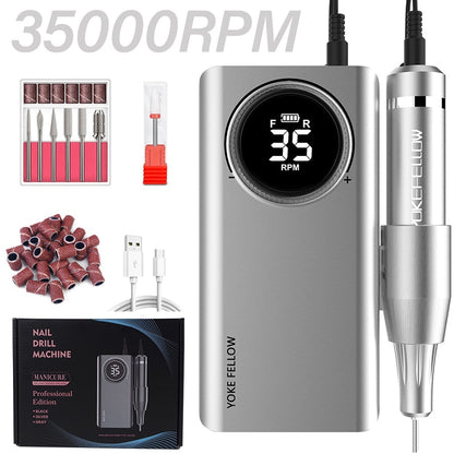 NEW 35000RPM Rechargeable Nail Drill Manicure Machine With Pause Mode Nail Salon Equipment Nail Gel Cutting Remove Nail Sander