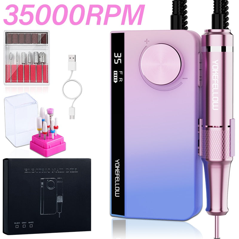 NEW 35000RPM Rechargeable Nail Drill Manicure Machine With Pause Mode Nail Salon Equipment Nail Gel Cutting Remove Nail Sander
