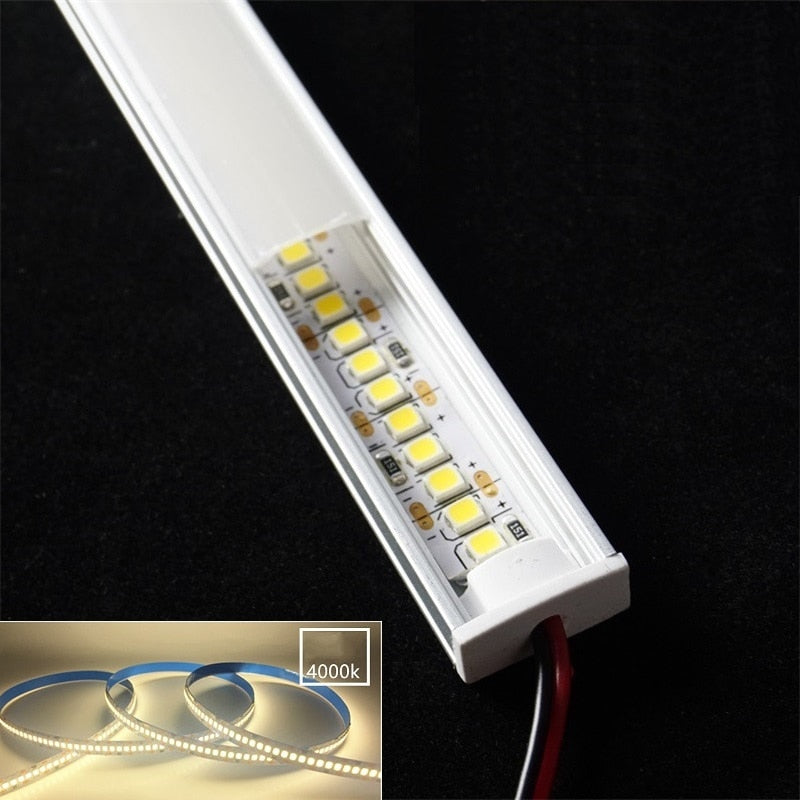 12VDC 50cm 20inch Cabinet Bar Light 2835 60/120/240 Led Flat U Low Profile Spotless Diffusion Adhesive Aluminium Hard Strip