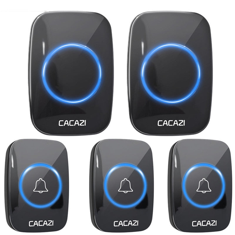 CACAZI 60 Chime 110DB 300M Wireless Doorbell Waterproof Remote EU AU UK US Plug Smart Door Bell Battery 1 Button 1 2 3 Receiver