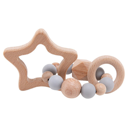 Wooden Toys Baby Animals Bracelets Beech Teether Silicone Beads Teething Wood Rattles Toys Infant Nursing Gift For Newborn