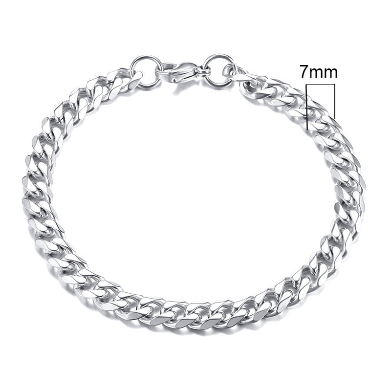 Vnox Mens Simple 3-11mm Stainless Steel Curb Cuban Link Chain Bracelets for Women Unisex Wrist Jewelry Gifts