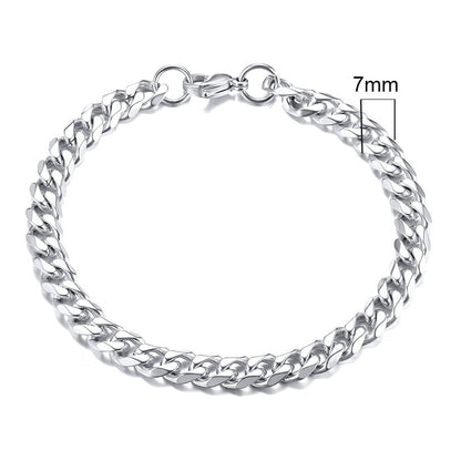 Vnox Mens Simple 3-11mm Stainless Steel Curb Cuban Link Chain Bracelets for Women Unisex Wrist Jewelry Gifts