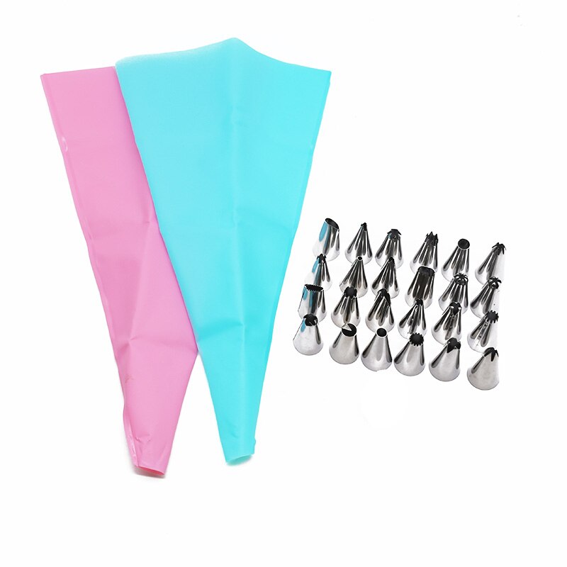 16Pcs/set Silicone Pastry Bag Icing Piping Cream Reusable Pastry Bags with Stainless Nozzle Cake Decorating Kitchen Baking Tools