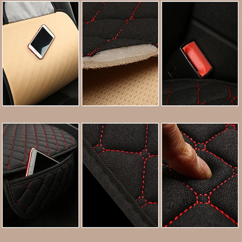 Big Size Linen Flax Car Seat Cover Protector Front Seat Backrest Cushion Pad Mat Auto Front Interior Styling Truck SUV or Van