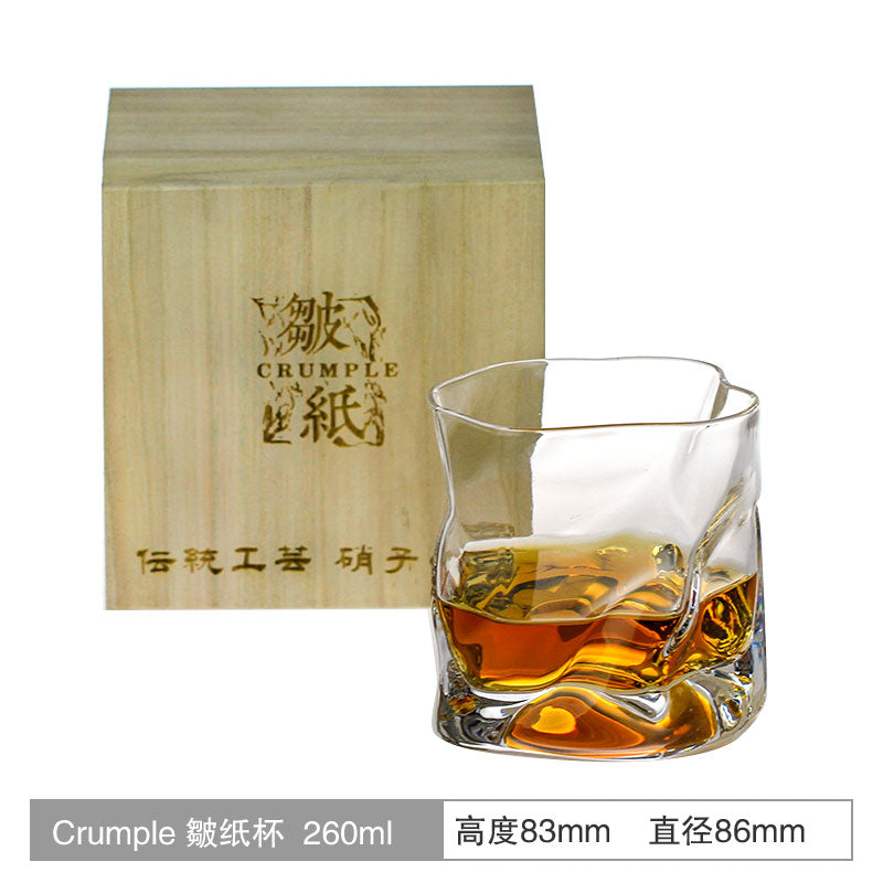 Chamvin Edo Cut Cup Japanese Whiskey Glass Wine Cocktail Glasses Crumple Paper Bar Rock Cup With Wooden Box shot glasses set