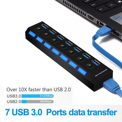 USB HUB 3.0 2.0 Multi 4 7 USB Port Splitter With Power Adapter For PC Computer Notebook Laptops Accessories Multiple Usb Hab