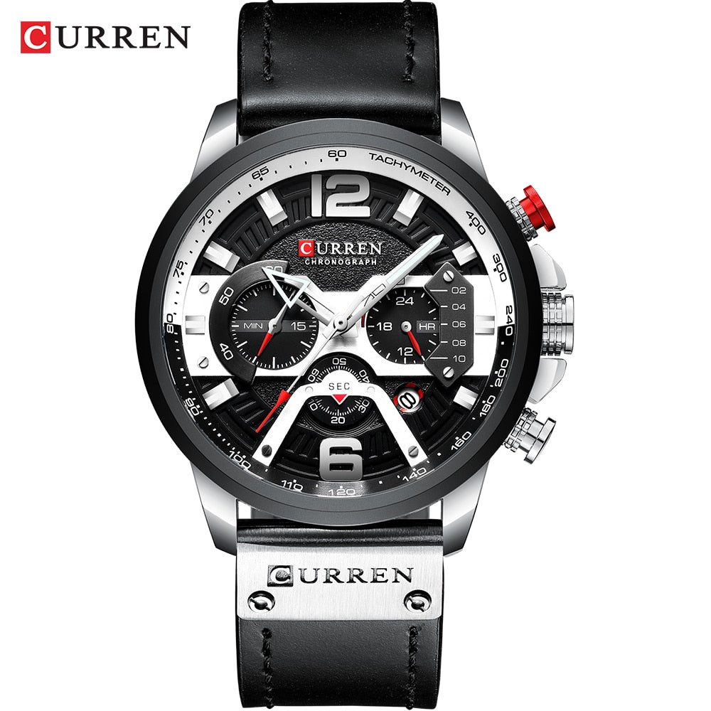 CURREN Casual Sport Watches for Men Top Brand Luxury Military Leather Wrist Watch Man Clock Fashion Chronograph Wristwatch