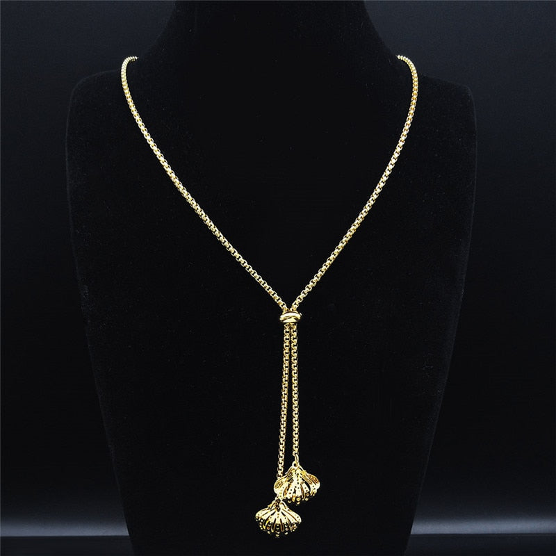 Fashion Bee Stainless Steel Long Necklace for Women Gold Color Statement Necklace Jewelry colgantes mujer moda N1376S03