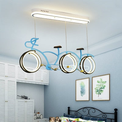 Children&#39;s room chandelier eye protection simple modern boys and girls bedroom LED personality cartoon bicycle lights