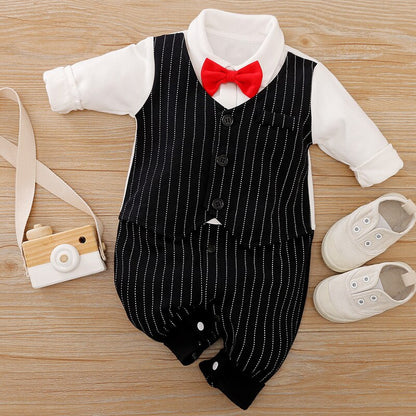 Newborn -2 Y Romper Gentleman Long Sleeve Outfits Cotton Baby Boy Clothes Toddler Costume Jumpsuits For 0-24M birthday party