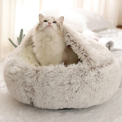 Super Soft Cat Bed House Warm Winter Cat Puppy Sleeping Beds Nest Long Plush Kitten Round Sofa Small Dogs Cat Kennel Anti Slip