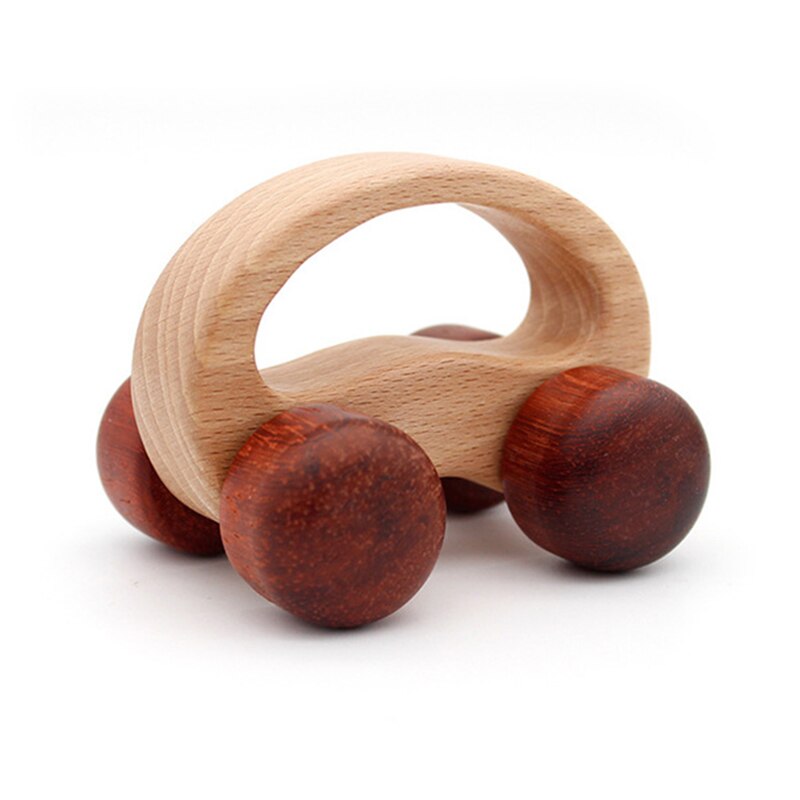 Organic Baby Teething Product Beech Wooden Rattle Car Teether DIY Wood Teether Pendent Eco-Friendly Safe Baby Teething Chew Toys