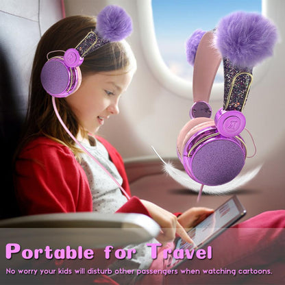 Cute Kids Wired Headphone with Microphone 3.5mm Music Stereo Earphone Computer Mobile Phone Gamer Cat Headphones Girl Gift