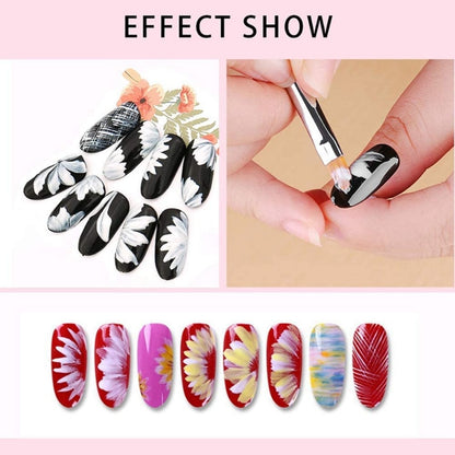 8Pcs Color Paint Pen Set Pink Petal Pen Nail Brush Short Nail Brush