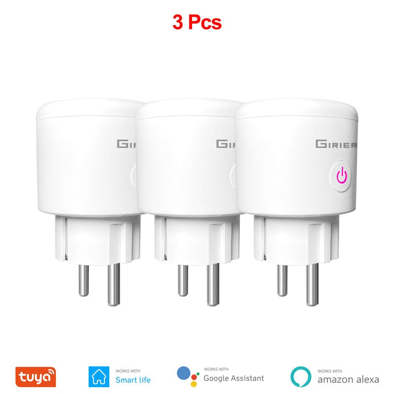 20A Tuya Wifi Smart Plug EU with Power Monitor Function Smart Life App Remote Control Socket Outlet Works with Alexa Google Home