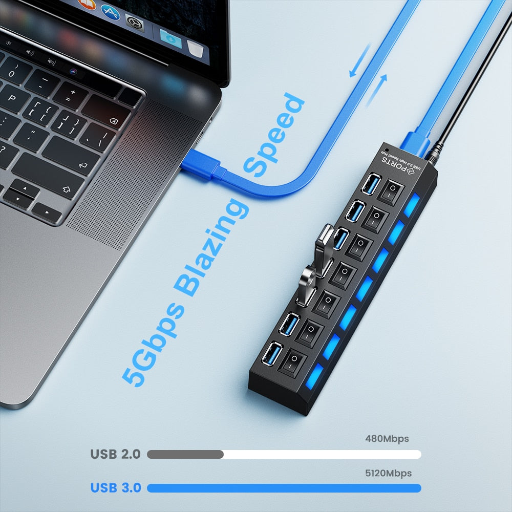 Usb Hub 3 0 Hub Usb Splitter Several Ports Multi Usb Hub 3.0 Hab power Adapter Extensor Computer Accessories switch usb For Home