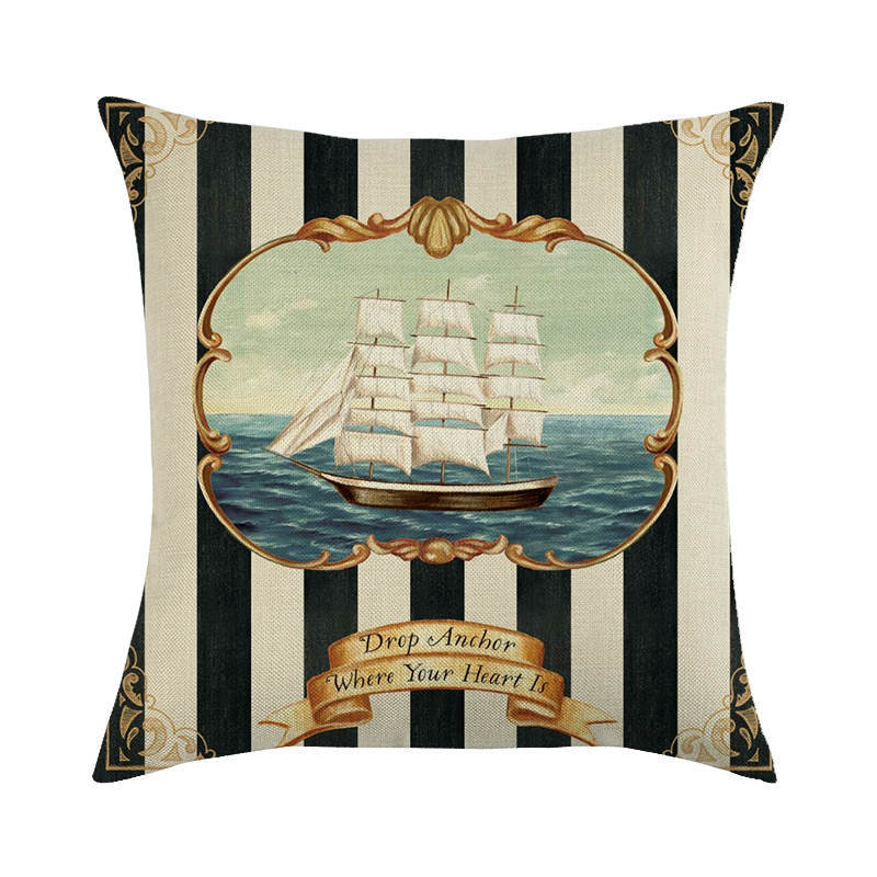 Pillowcase Sofa Cushion Cover Decoration Linen Pillow Case Decorative Pillow Marine Pattern Sofa Throw Pillow Cover Couch Pillow