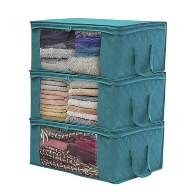 Quilt Storage Bag With Lid,Foldable Dust-Proof Storage Box,Large-Capacity Storage Bag For Clothes,Closet And Under-Bed Storage