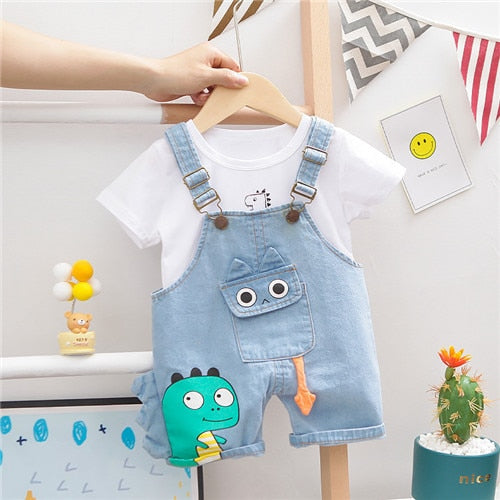 Lawadka Baby Boy Clothing Sets Infants Newborn Boy Clothes Shorts Sleeve Tops Overalls 2Pcs Outfits Summer Cartoon Clothing 2020