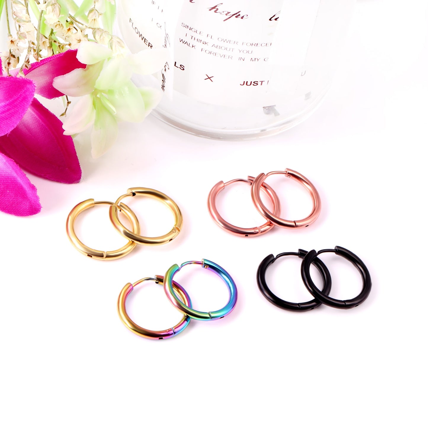 LUXUSTEEL 1Pairs/2Pcs Small Hoop Earrings Women Men Silver Color Stainles Steel Round Circle Pendientes Mujer 2023 Anti-allergy