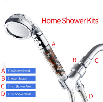 ZhangJi Bathroom 3-Function SPA Shower Head with Switch Stop Button high Pressure Anion Filter Bath Head Water Saving Shower