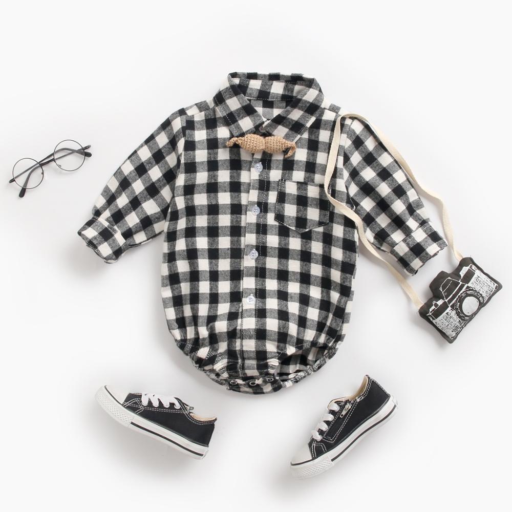 Sanlutoz Cotton Long Sleeve Baby Bodysuits Plaid Fashion Baby Boys Clothes Autumn Infants Baby Clothing