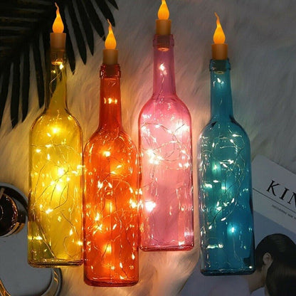 LED Candle Wine Bottle Lights with Cork 90cm 10 LEDs Fairy String Lights Copper Wire Holiday Lighting for Festival Party Decor