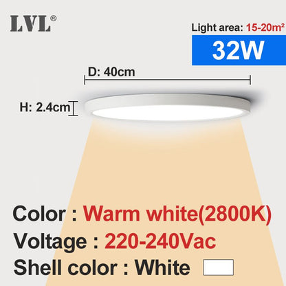 Modern LED Ceiling Light 12W 18W 24W 32W 220V 5000K Kitchen Bedroom Bathroom Lamps Ultrathin Ceiling Lamp