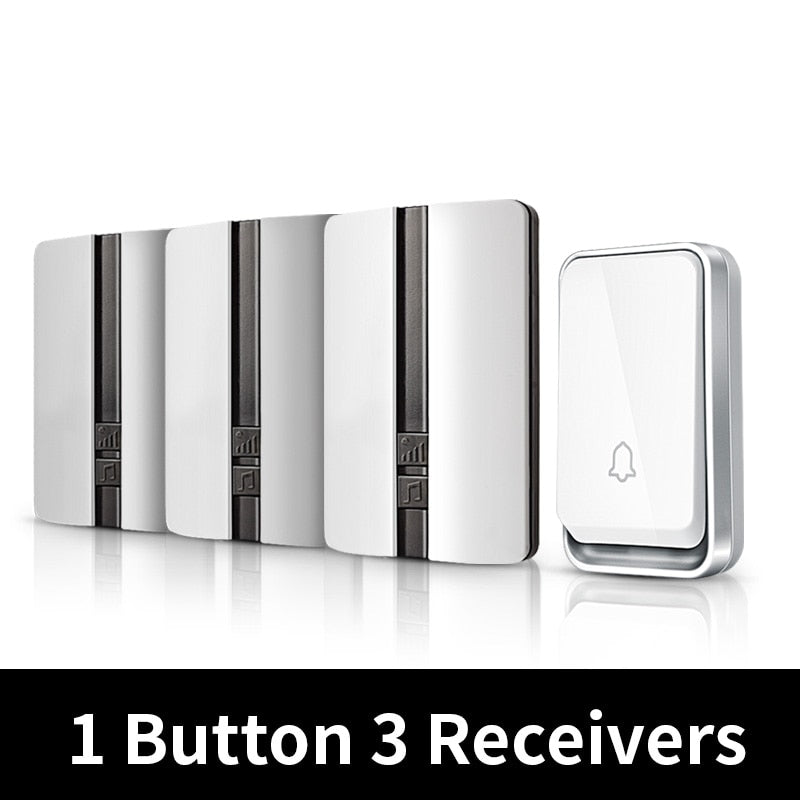 VeryHome Wireless Doorbell Waterproof Self-powered Button Smart Door Bell Sets Home Welcome Outdoor House Chimes  Receiver