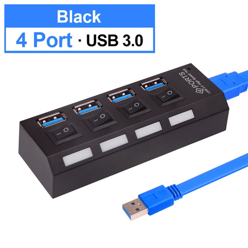 USB HUB 3.0 2.0 Multi 4 7 USB Port Splitter With Power Adapter For PC Computer Notebook Laptops Accessories Multiple Usb Hab