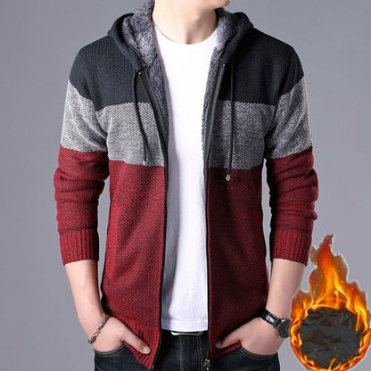 2022 Autumn Winter Men Hoodies Cardigan Men Striped Knitted Sweaters Mens Hoody Sweatercoats Brand Male Fleece Sweaters 3XL