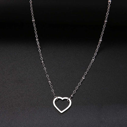 Sweet Cutout Love Heart Choker Necklace Statement Girlfriend Gift Cute Gold Color Stainless Steel Necklace Jewelry