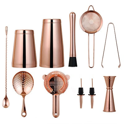 Cocktail Shaker Bar Set: Weighted Boston Shakers, Cocktail Strainer Set,Jigger, Cocktail Muddler,Spoon, Ice Tong,Pourers