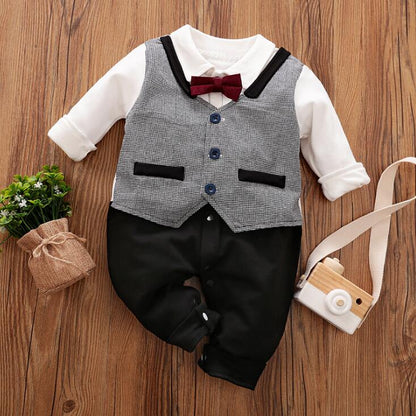 Newborn -2 Y Romper Gentleman Long Sleeve Outfits Cotton Baby Boy Clothes Toddler Costume Jumpsuits For 0-24M birthday party