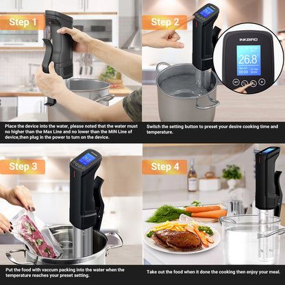 INKBIRD Kitchen Appliance Cooking Tools WIFI Sous Vide Vacuum Sealer 1000W Immersion Circulator Heater With Timer Alarms